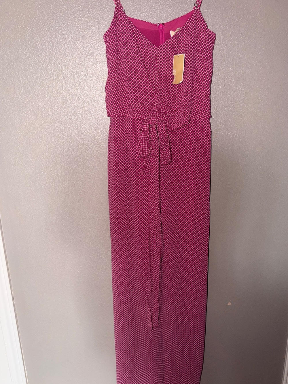 Michael Kors Fuchsia Geometric Print Sleeveless Jumpsuit